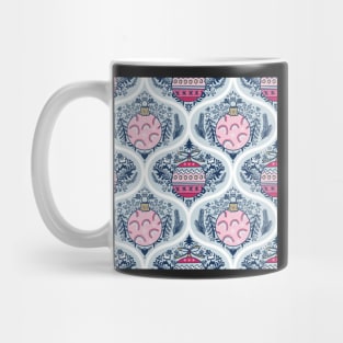 Ogee pattern with pink and blue christmas baubles Mug